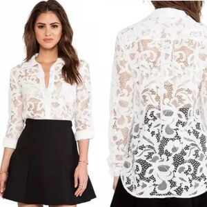 DIANE VON FURSTENBERG DVF Lorelei Two Bloom Lace Blouse
